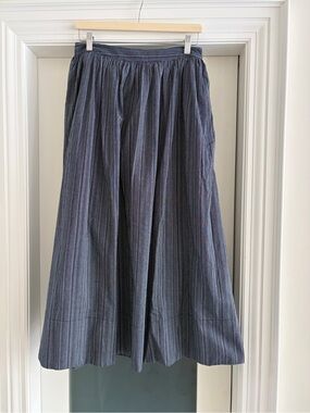 Blue Striped A-Line Maxi Skirt, L